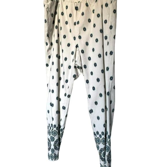 J. JILL Women's 18 White Blue Floral Boho Essential Cotton Stretch Pull On Pants - Picture 5 of 11